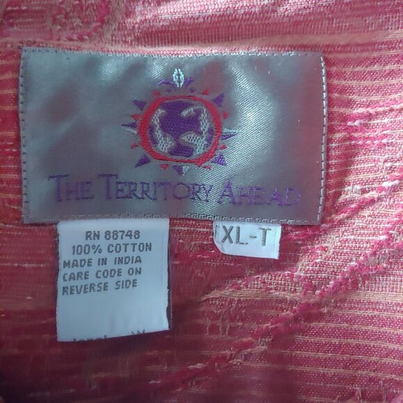 The Territory Ahead Rust/Gold Paisley Textured L-Sleeve Button Men's Shirt XL - Picture 9 of 10